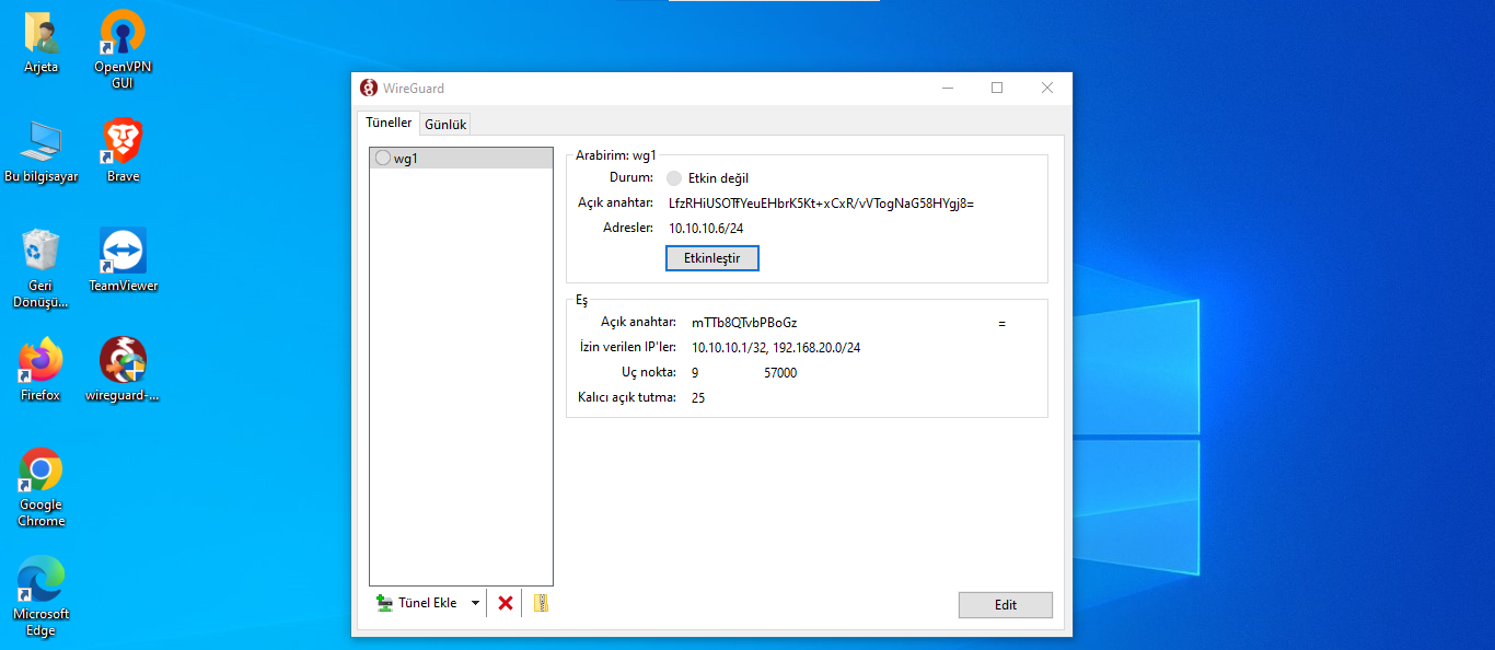 Xlog Windows Wireguard add tunel